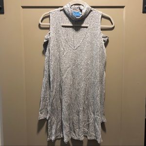 Choker Neck Knit Sweater Dress